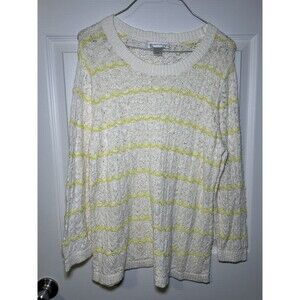 Christopher & Banks Women’s Long Sleeve Striped Sweater White/Yellow Size Large